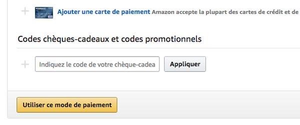 Insérer un code promotionnel sur Amazon